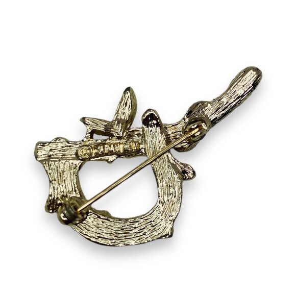 Sarah Coventry Script Letter P Branch & Leaves Gold Tone Brooch Pin - Picture 3 of 4